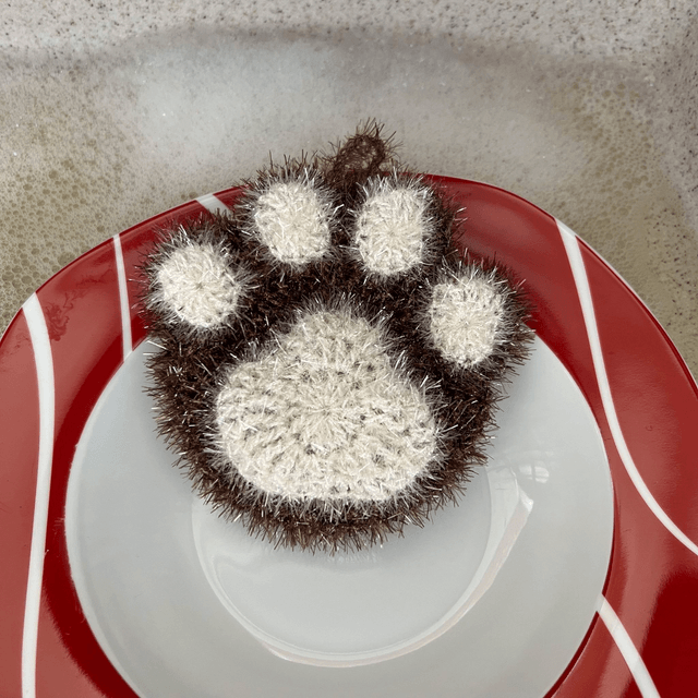 Eponges au crochet en forme de patte de chat